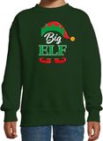 Bellatio Decorations Big elf Kerstsweater - groen - kinderen - Kersttruien / Kerst outfit 110/116