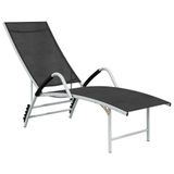 VidaXL Ligbed met gecapitonneerde zitting, Aluminium, Textiel, Zwart