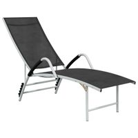VidaXL Ligbed met gecapitonneerde zitting, Aluminium, Textiel, Zwart