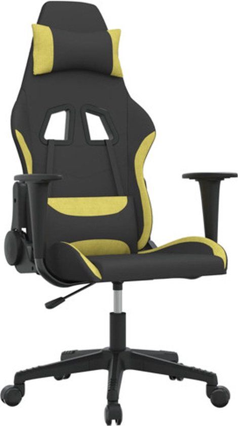 vidaXL Massage gamestoel stof zwart en lichtgroen