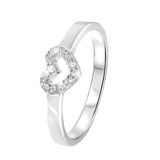 Lucardi Meisjes Kinder ring met plating - Hart - Zirkonia - Cadeau - Echt Zilver - Zilverkleurig