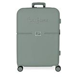 Pepe Jeans Accent Valise Cabine, twee vakken, van duurzaam en licht polypropyleen, 4 zwenkwielen, zaagreis met zijdelingse combinatie, paar Joumma-tassen, Groen, Maleta mediana, Middelgrote koffer
