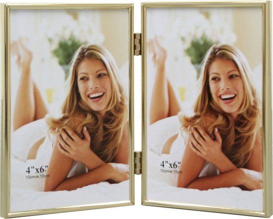 Deknudt fotokader tweeluik goud metaal