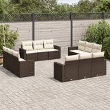 Prolenta Maison Exclusive - Tuinset voor de tuin, bestaande uit 12 delen met kussens, bruin, gemaakt van polyrotan
