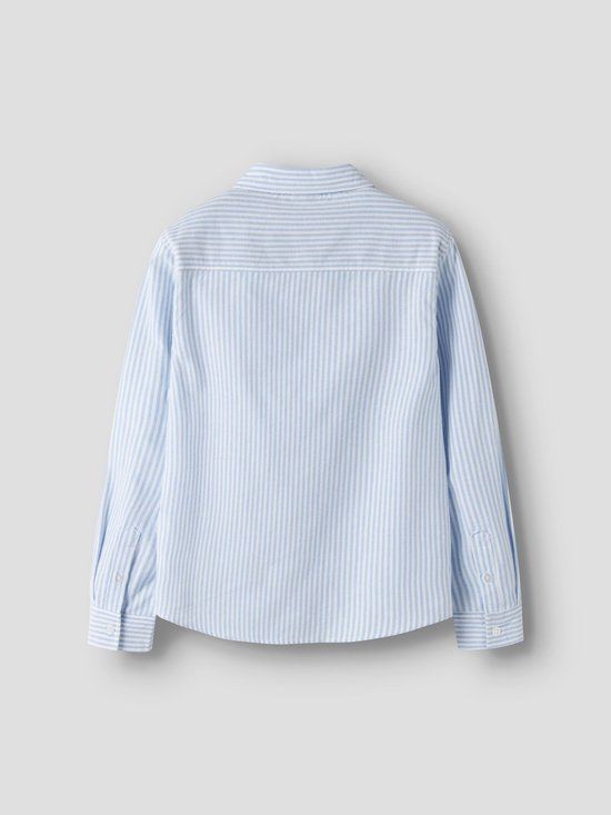 Name it Overhemd katoen gestreept lange mouw klassieke kraag borstzak regular fit biologisch katoen lichtblauw/wit 158/164