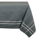 DII Frans tafelkleed met strepen, eettafelcollectie, landelijke stijl, 152 x 213 cm, grijs chambray