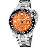 Festina F20043/3 Automatisch Polshorloge Heren Staal Oranje Wijzerplaat 100 ATM