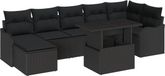 vidaXL Tuinbank Set 8 st Zwart Poly rattan