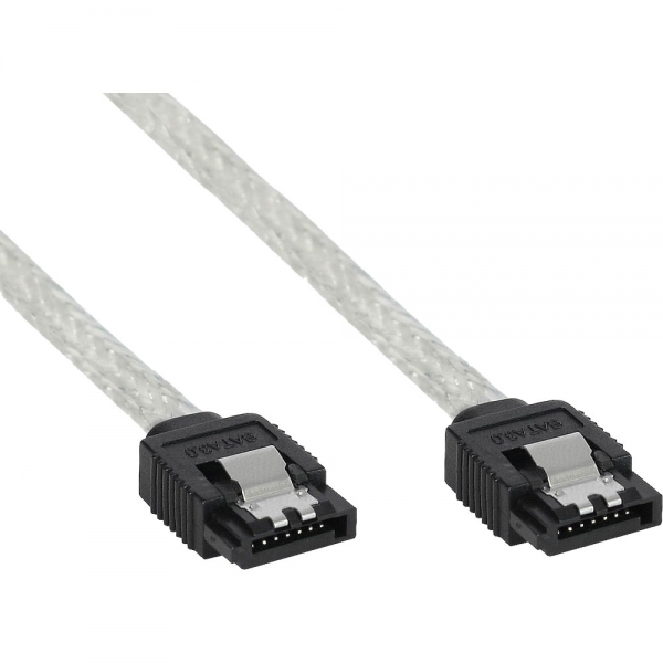 Inline SATA600 kabel rond - transparant - 0 75 meter