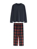 Next - Heren - Gezellige pyjamaset met lange mouwen in geruite jersey - Blauw