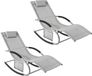 SoBuy Set van 2 Ligstoelen, Tuinstoelen, Schommelstoel met Verstelbare Hoofdsteun, Opbergzak - Voor Tuin, Balkon, Strand, Buiten, Grijs,OGS28-HGx2
