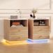 Lot de 2 tables de chevet, avec LED USB/USB-C 2 tiroirs 1 niche rangement - Étanche bout de canapé design moderne - 44x38x30cm