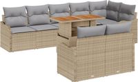 vidaXL Tuinbank set 9-delig beige polyrotan