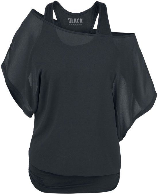 Black Premium by EMP Zwart t-shirt met vleermuismouwen - Dames - 4XL
