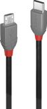 LINDY 36893 USB-kabel USB 2.0 USB-C stekker, USB-micro-B stekker 3.00 m Zwart