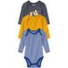 LUPILU Babyrompers, 3 stuks, van puur katoen. (Strepen blauw/donkerblauw/geel, 50/56)