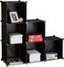 Merkloos Relaxdays vakkenkast - 6 vakken - room divider - kunststof - boekenkast - zwart