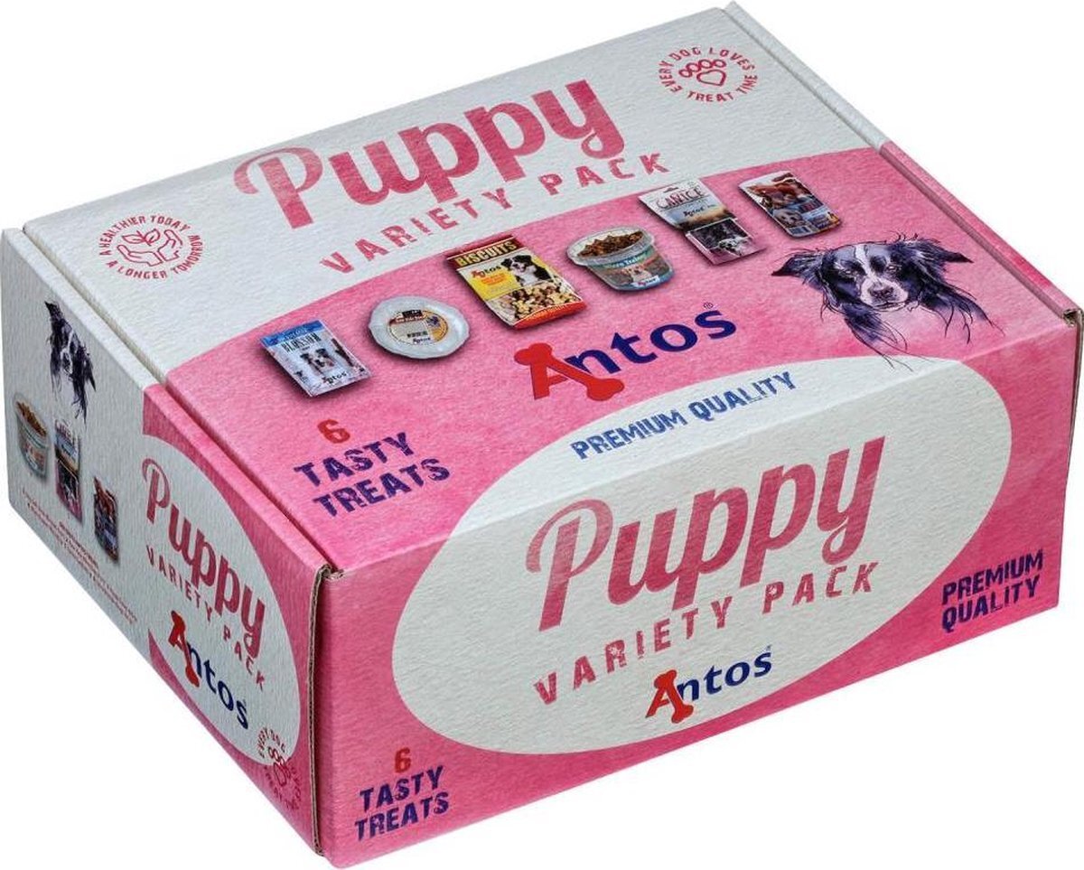123diepvriesvoer.nl Luxe Puppy Welkomstpakket Verwenpakket 100% Natuurlijk Voer Cadeau Cadeautje Pakket Snacks Hond Pup