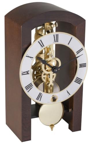 Hermle 23015-030721 Moderne skelettafelklok, walnoot bruin, 18 cm x 9 cm x 11 cm