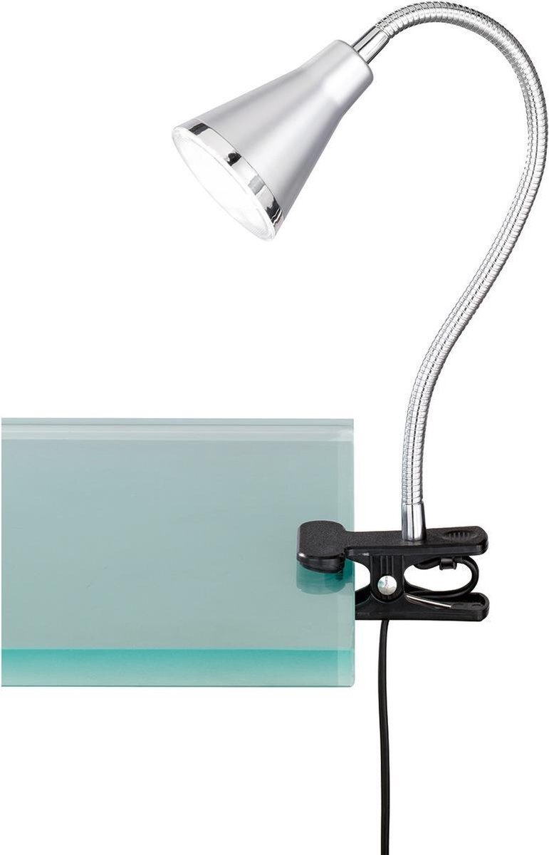 Qualu LED Klemlamp - Torna Arora - 3W - Warm Wit 3000K - Glans Titaan - Kunststof