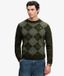 Superdry Homme Pull Argyle Coupe Décontractée Vert Taille : M