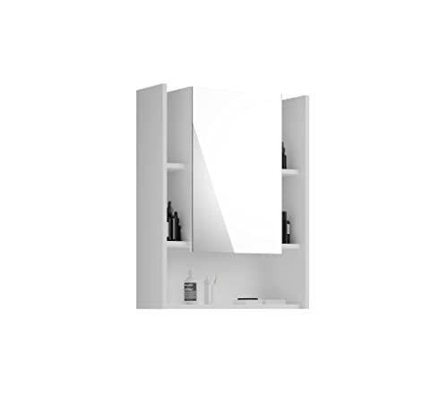 homes&jones Venice Spiegelkast, houtmateriaal, wit hoogglans/spiegel, 60 x 77 x 17 cm