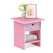 Furinno Dario bijzettafel, bijzettafel, nachtkastje, opbergplank met vuilnisbak, roze/lichtroze, 1-pack