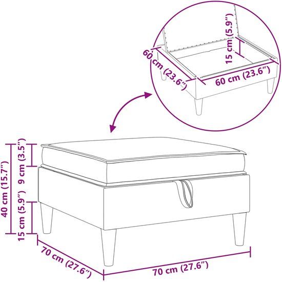 vidaXL Sofa Kruk met Opbergruimte Donkergrijs Fluweel
