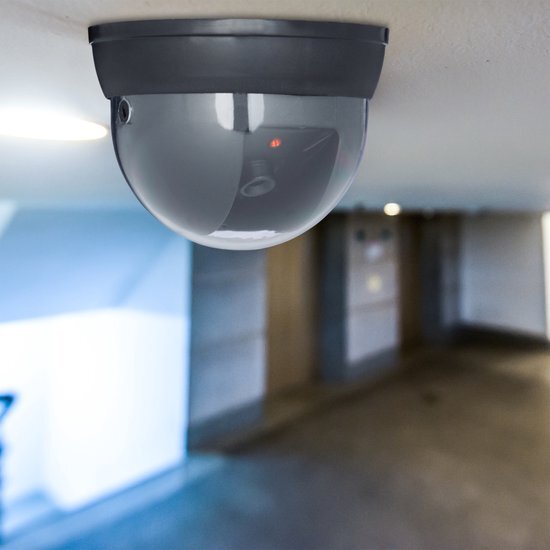 Relaxdays dummy beveiligingscamera LED, dome camera 360Â°, voor plafond, zwart