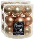Decoris Kleine kerstballen - 54 stuks - Toffee bruin - D4 cm - Glas