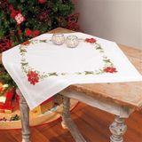 Vervaco Tafelkleed Kit Kerst Kerstrozen PN-0013213 Borduren Borduurpakket