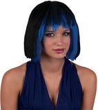 Funny Fashion Heksenpruik kort haar - zwart/blauw - dames - Halloween/carnaval