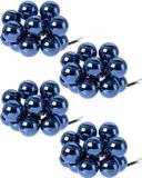 Decoris Kaemingk B.V. 40x Mini glazen kerstballen kerststekers/instekertjes donkerblauw 2.5 cm