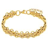 Lucardi Dames Stalen goldplated armband breed multi - Armband - Staal - Goudkleurig - 20 cm