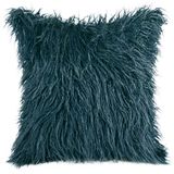 Eurofirany Set van 2 elegante kussenslopen van pluizig imitatiebont, 45 x 45 cm, marineblauw