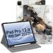FINTIE Hoesje compatibel met iPad Pro 12,9 inch (2022/2021/2020/2018, 6e/5e/4e/3e generatie), slimme standhoes met meerdere hoeken met potloodhouder en zak, automatisch slapen/waken, bewolkt marmer
