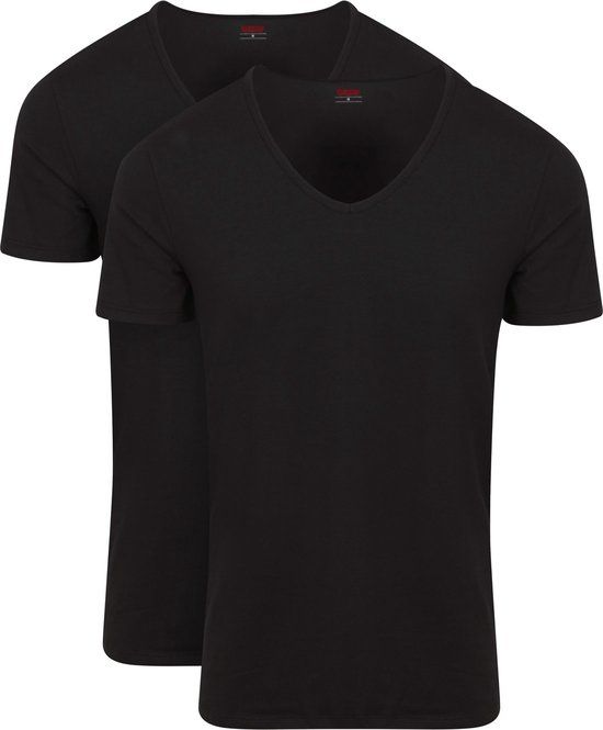 Levi's T-Shirt V-Hals Zwart 2-Pack - Maat M