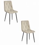 LEOBERT Set van 2 Eetkamerstoelen LIBRA Crème – Zwarte Metalen Poten, Modern Velvet Bekleding, Ergonomisch Design, Max. 120 kg