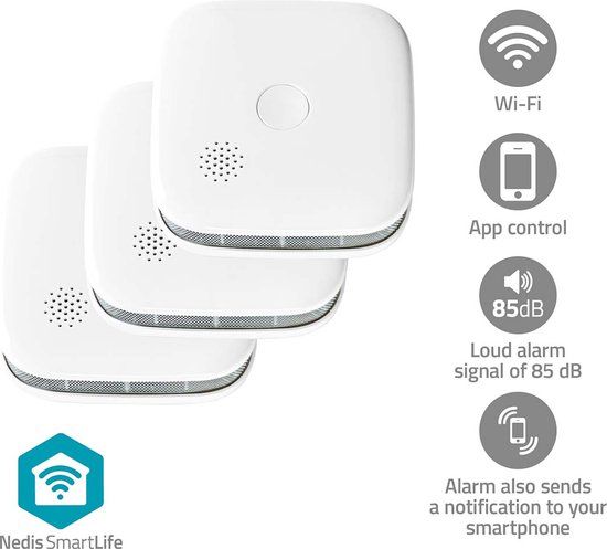 Nedis SmartLife Rookmelder - WiFi - 10 Jaar Batterij - 3 stuks
