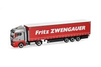 Herpa vrachtwagen model MAN TGX GM schuifzeil-oplegger "Zwengauer", schaal 1:87