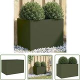 vidaXL Plantenbak 62x47x46 cm staal olijfgroen