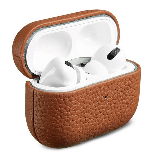 Accezz Echt Leren Case - Hoesje geschikt voor AirPods Pro - Cognac