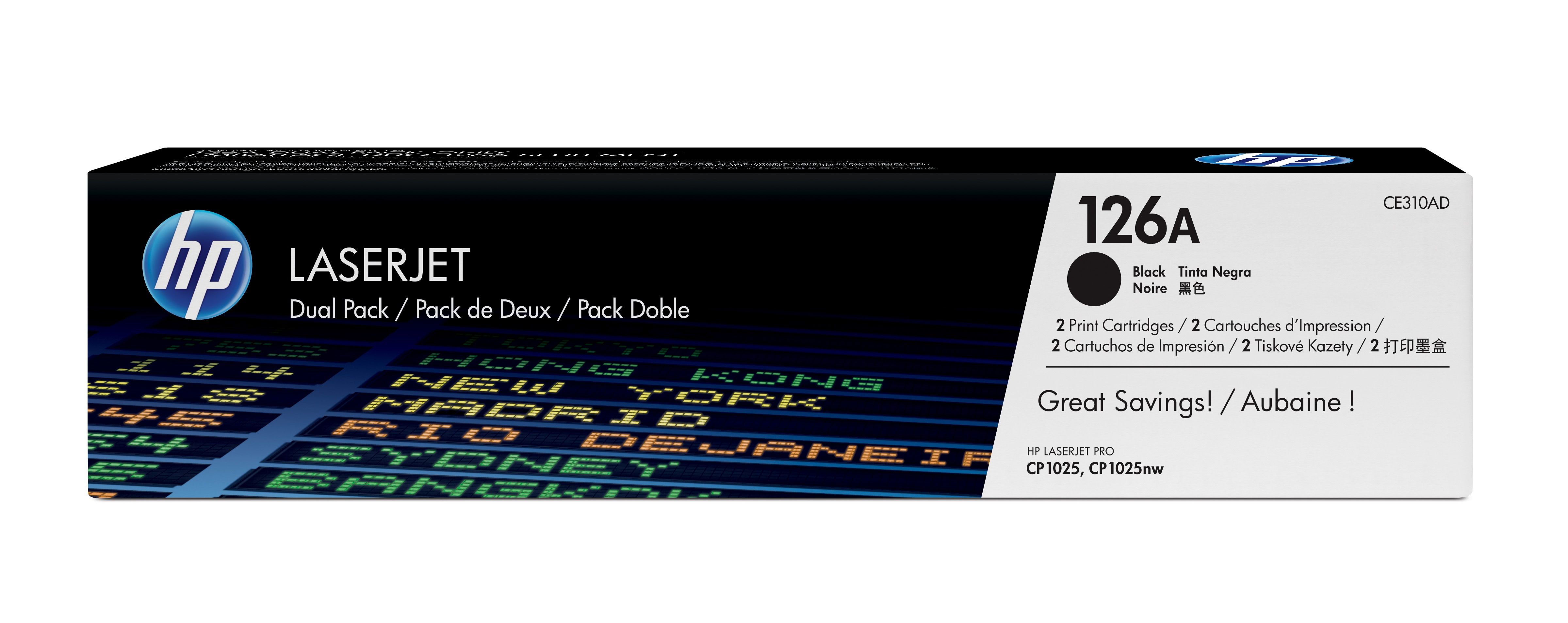 HP 126A Zwarte Toner Cartridge - 2-pack - CE310AD