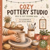 Cozy Pottery Studio: Bold & Easy Coloring Book