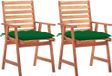 Acacia bois massif chaises de jardin 2 pcs avec coussins