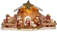 Krist+ Complete verlichte kerststal - met beeldjes - L33 x B6 x H16 cm - Bruin