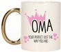 Bellatio Decorations Cadeau koffie/thee mok voor oma - kroon/hartjes - goud - 300 ml