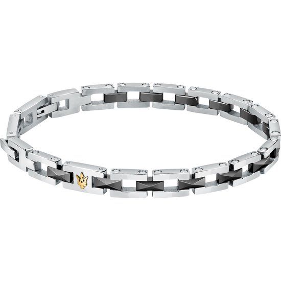 Maserati Heren Armband - Zwart Zilver - Roestvrij Staal & Keramiek