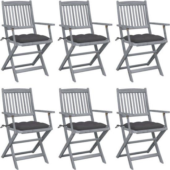 vidaXL Tuinstoelen 6 st inklapbaar met kussens massief acaciahout