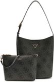 GUESS schoudertas Meridian II Bucket Bag Coal Logo donkergrijs